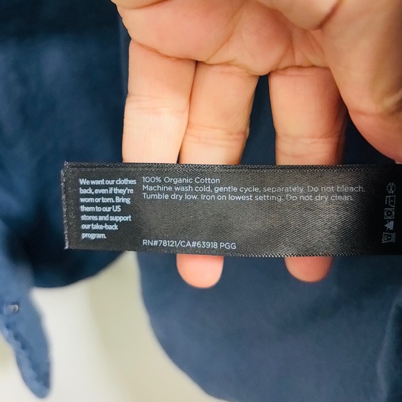 Eileen Fisher Organic Cotton Twill Quilted Blue Vest Side Pockets Women Large - Picture 6 of 8